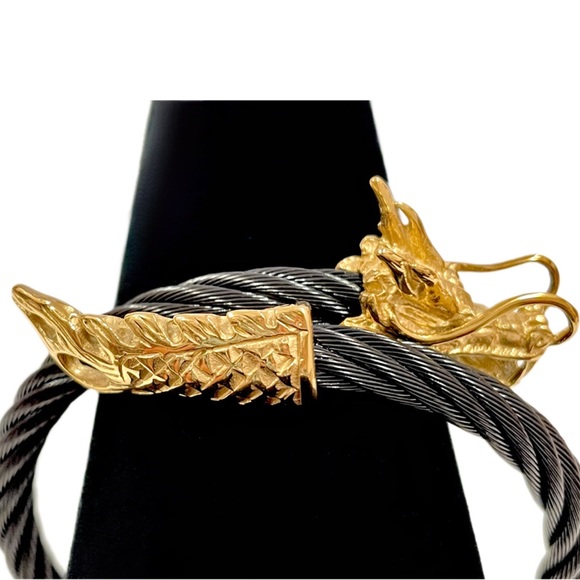 AMRITA SINGH Dragon Moon Bangle Bracelet Black/Gold for Good Luck Feng Shui - Picture 5 of 11